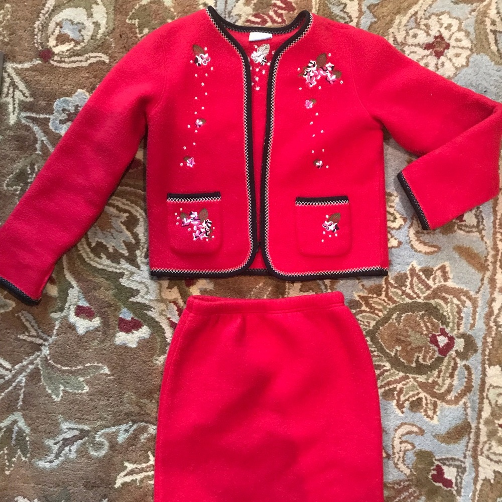 Hanna Andersson little girl red suit, size 10.